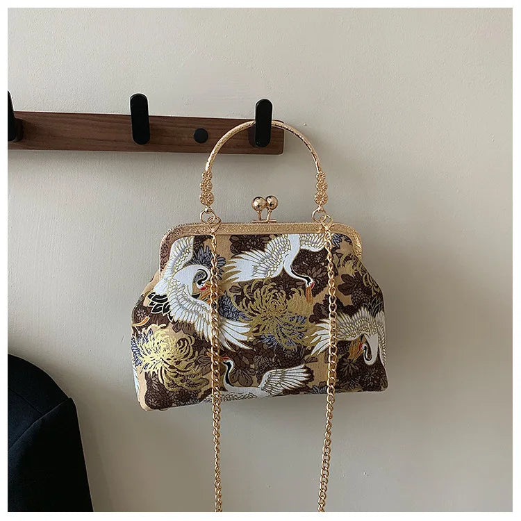 Moda vintage franja saco pequeno escudo sacos corrente feminina ombro crossbody saco guindaste voando bolsas femininas bordados