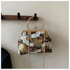 Moda vintage franja saco pequeno escudo sacos corrente feminina ombro crossbody saco guindaste voando bolsas femininas bordados