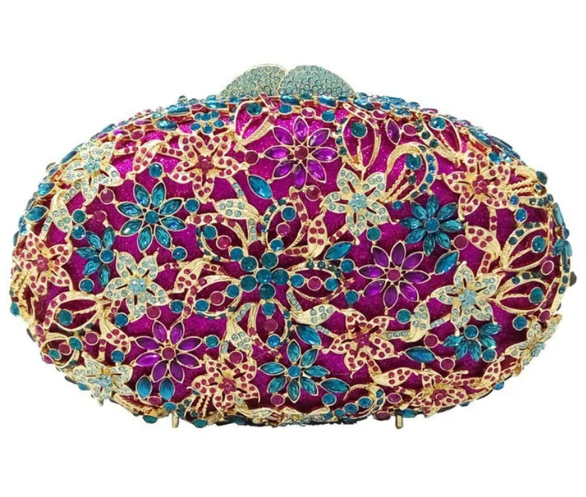 Boutique de fgg (em estoque) roxo diamante flor feminina cristal sacos de noite festa de casamento mianudiere embreagem bolsas e bolsas