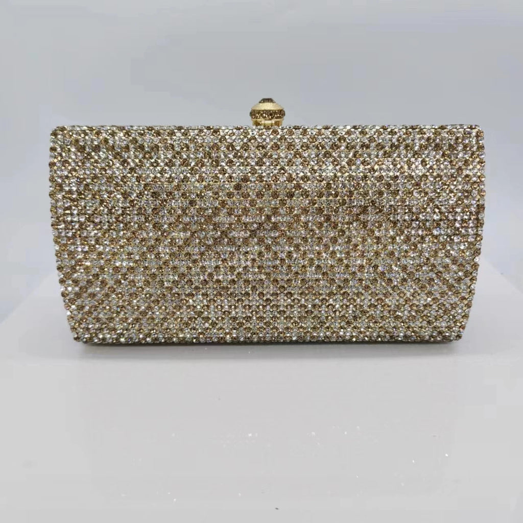 Bolsa de noite de cristal artesanal Bolsas de noite de embreagem de cristal dourado