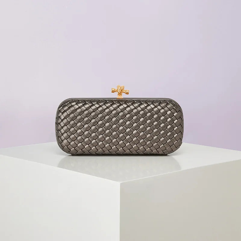 Bolsa Transversal B Home de PU Trançado, Bolsa de Ombro ande com Corrente, Estilo Europeu Moderno, Superfície ia, Cor Pura