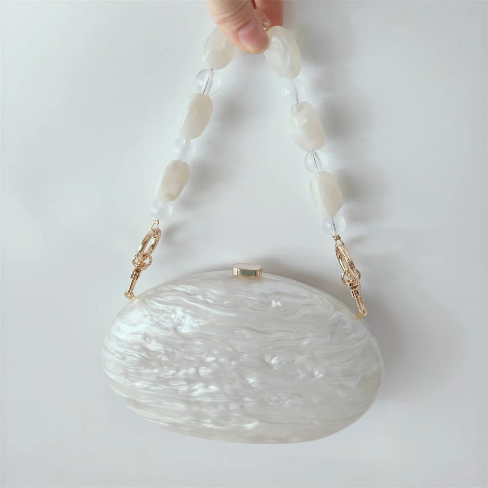 Meia redonda mármore bege sereia série branco pérola efeito casca dura saco vestido de casamento bolsa noiva com praia bolsa de noite