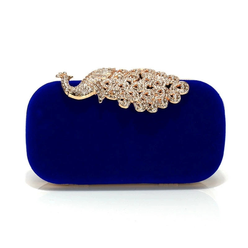 Retro preto saco de noite feminino elegante formal festa de casamento bolsas vintage veludo embreagem com pavão cristal vermelho bolsas
