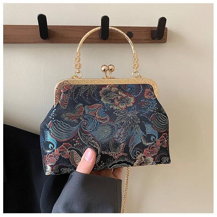 Moda vintage franja saco pequeno escudo sacos corrente feminina ombro crossbody saco guindaste voando bolsas femininas bordados