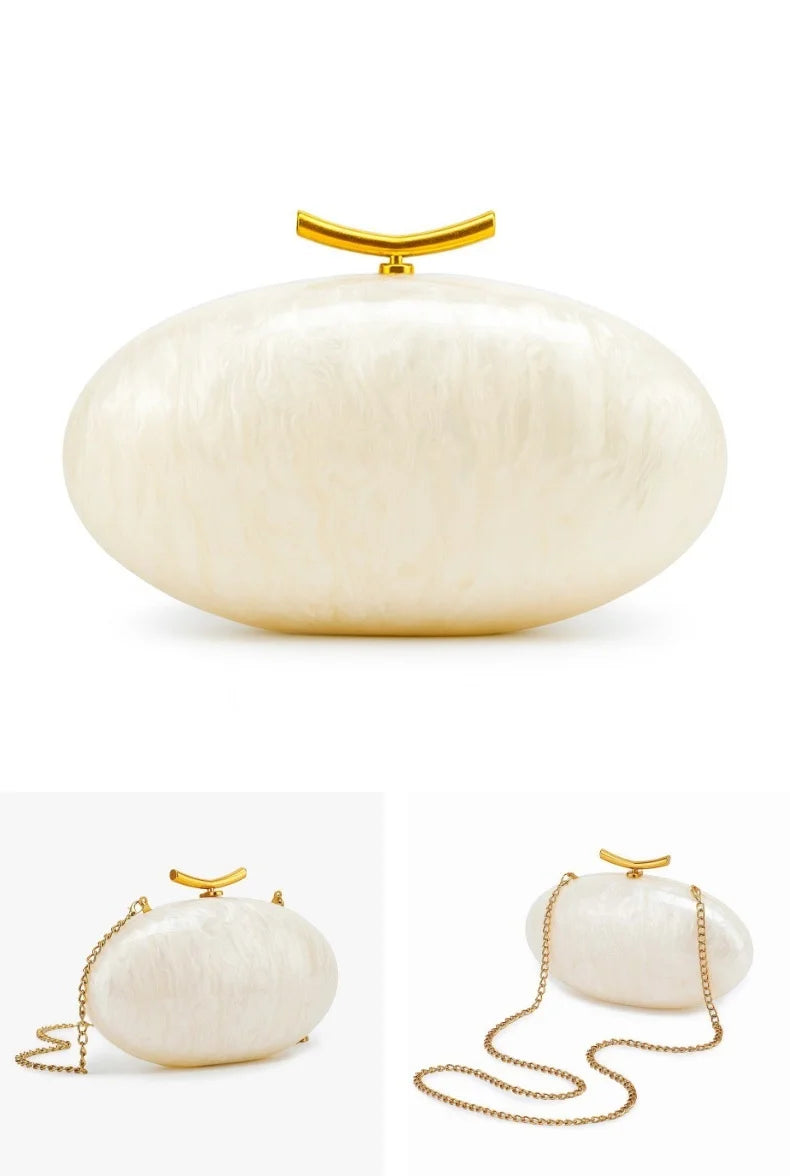 Doce pérola azul feminino noite embreagens bolsa de luxo acrílico longa corrente cruz corpo bolsa oval telefone casamento banquete festa saco