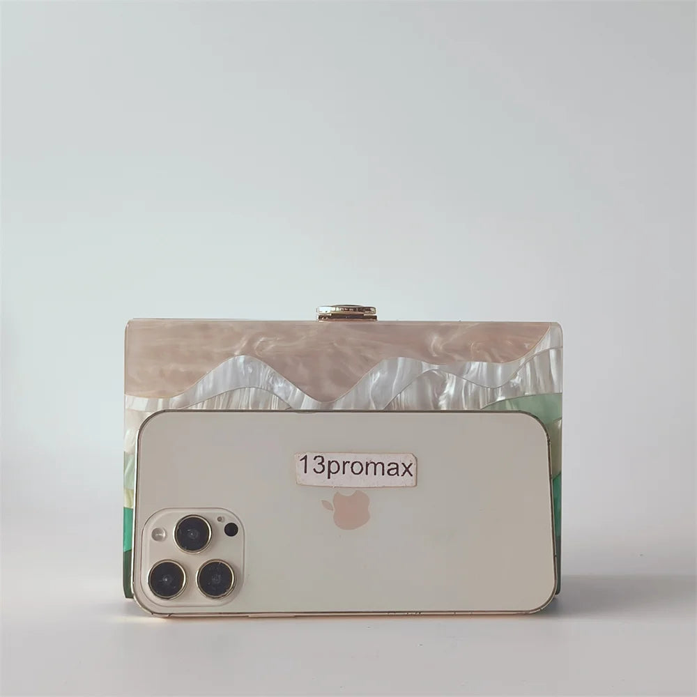 Mármore pérola listrado onda acrílico sacos de noite sacs à principal ombro mensageiro aleta feminina festa menina bolsa bolsas saco