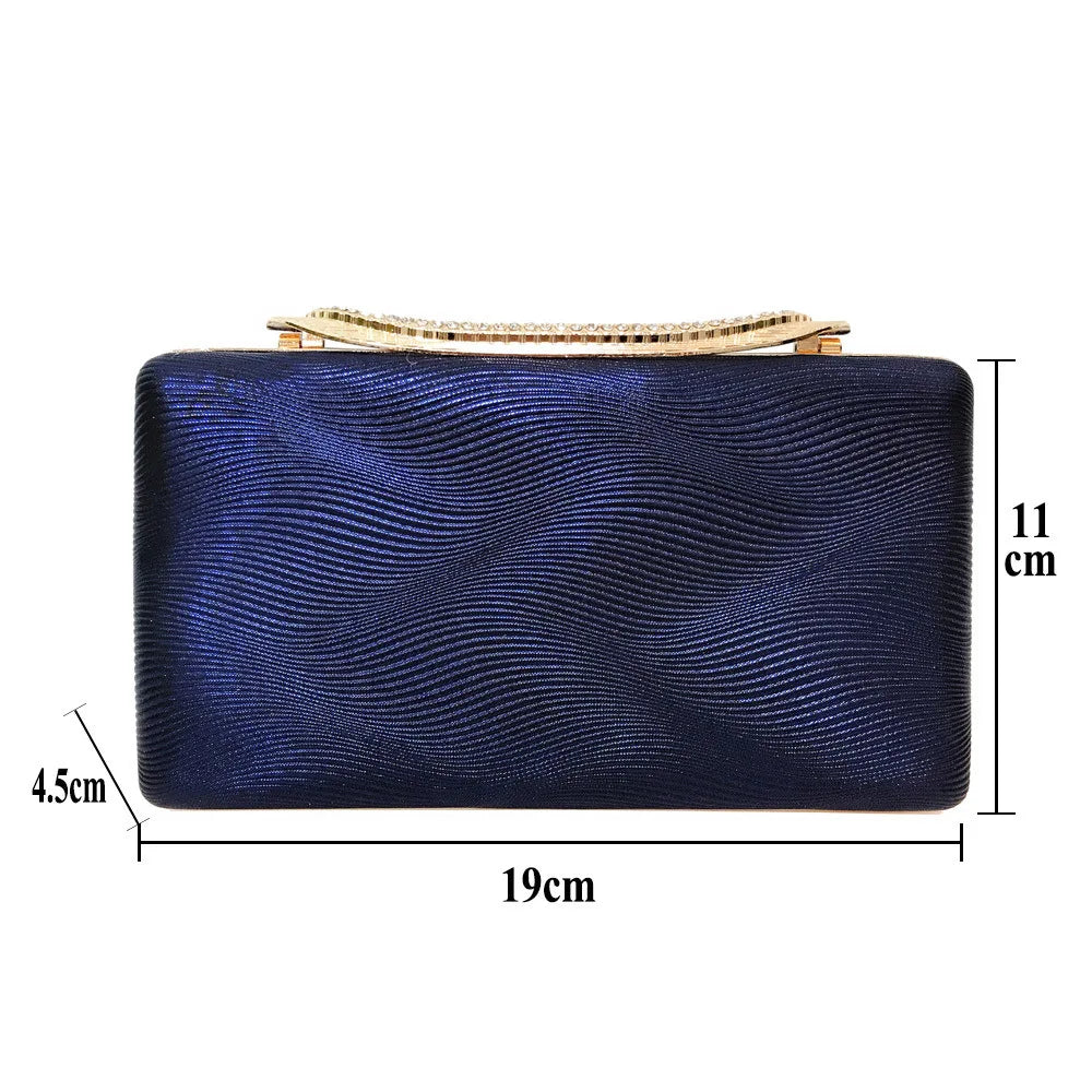 Bolsa de mão feminina elegante, bolsa de mão verde para mãe da noiva/noivo, fivela de strass, superfície plissada, bolsa quadrada