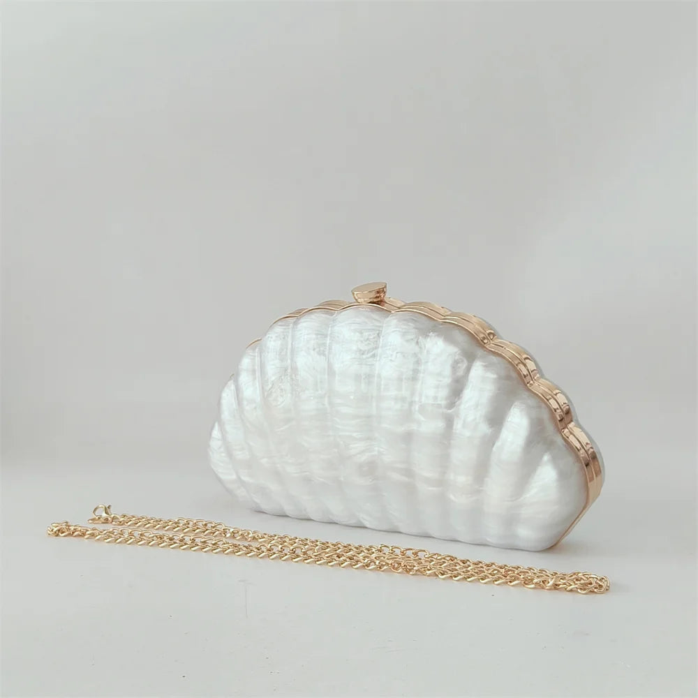 Mini carteira feminina concha ombro crossbody festa de casamento bolsa pérola acrílico sacos de noite designer lday bolsa de embreagem luxo