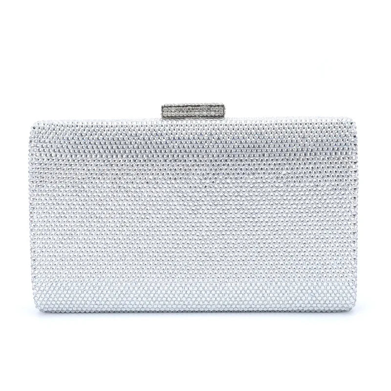 Bolsa de Noite Diamante, Clutch de Casamento, Bolsa de Mão Metálica para Mulheres, Bolsas com Strass, Minaudiere para Festa de Casamento