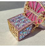 Alizekerr balão de ar quente em forma de cristal sacos de noite feminino luxo elegante único strass circular embreagem bolsas festa casamento