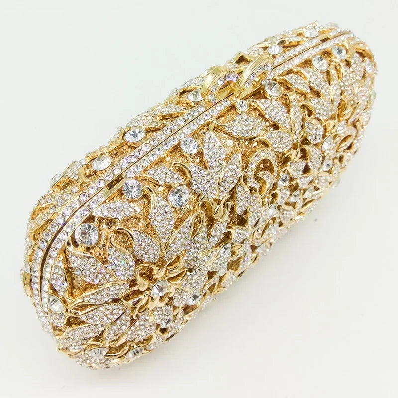 Boutique de fgg elegante flor feminina cristal sacos de noite e garras senhoras festa de casamento jantar bolsas de embreagem nupcial