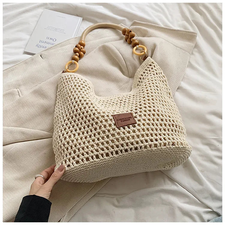 Bolsa de Palha Trançada de ande Capacidade para o Verão, Bolsa Casual de Mão para Mulheres, Nova Bolsa Transversal 2025