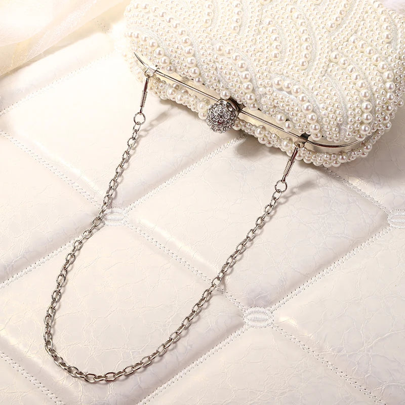 Estilo retro luxuoso designer saco de jantar pérola moda practicaldecoration bolsa feminina festa forma onda saco noite