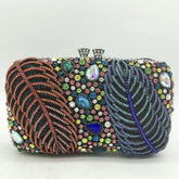 Boutique de fgg roxo cristal noite sacos embreagem feminino formal festa folha strass bolsas nupcial casamento minaudiere bolsa