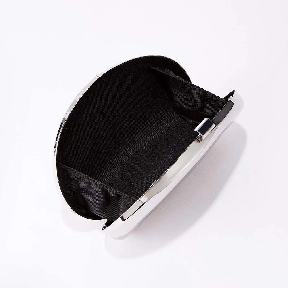 Bolsa de Mão Pequena para Festa de Casamento Feminina, Clutch Metálica da Moda, Bolsa de Noite com Alça em Forma de Concha