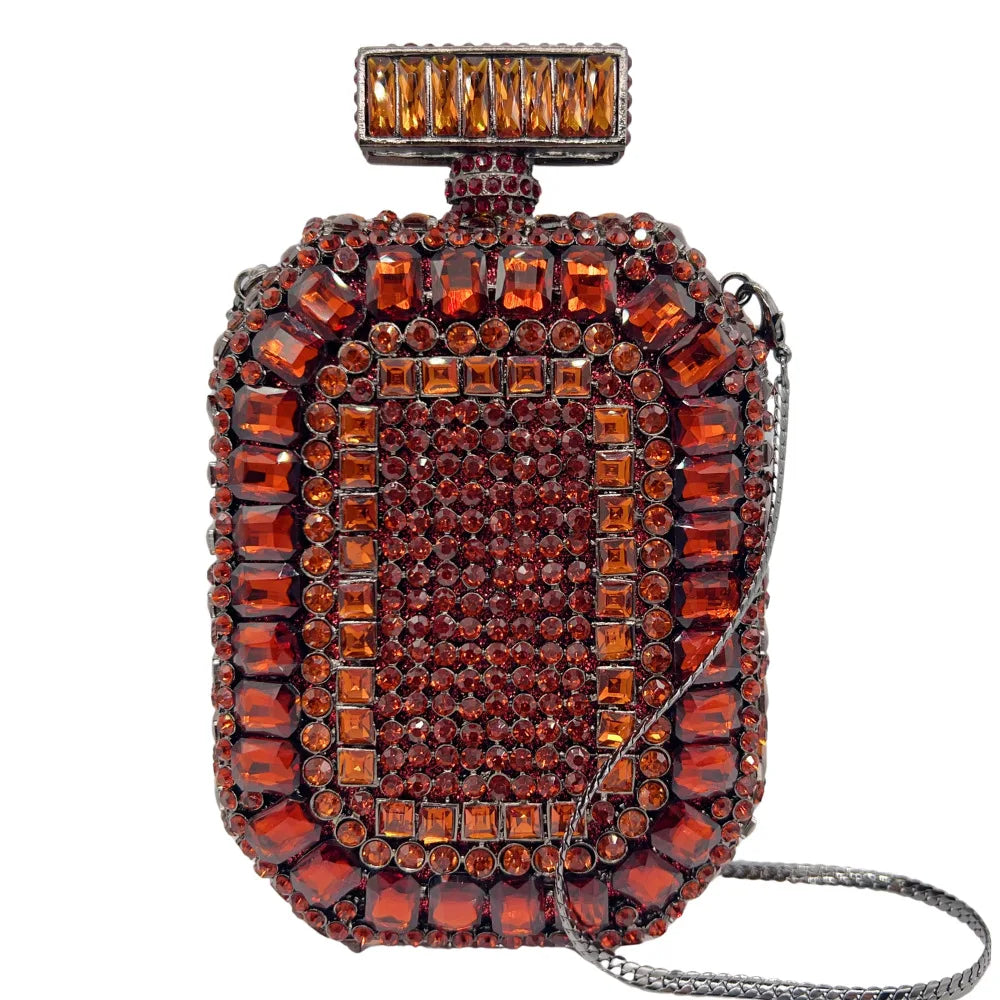 Azul/ouro garrafa de vidro cristal saco noite caixa perfume diamante feminino bolsas casamento nupcial strass embreagem senhora festa bolsa