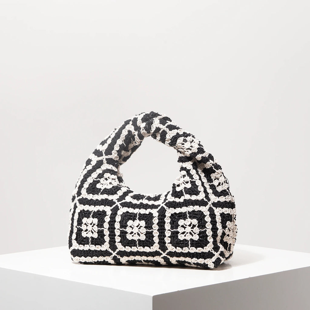 Bolsa de tecido oco com padrão, bolsas de praia boêmia para mulheres, conjunto de crochê, acessórios de praia femininos, Trav Must Haves (padrão aleatório)