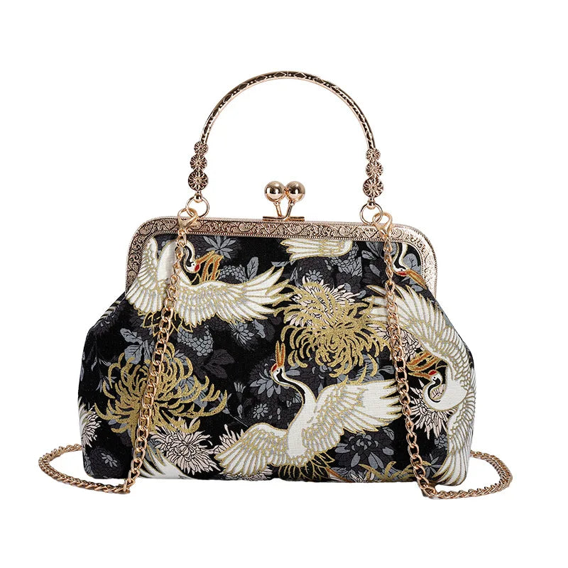 Moda vintage franja saco pequeno escudo sacos corrente feminina ombro crossbody saco guindaste voando bolsas femininas bordados