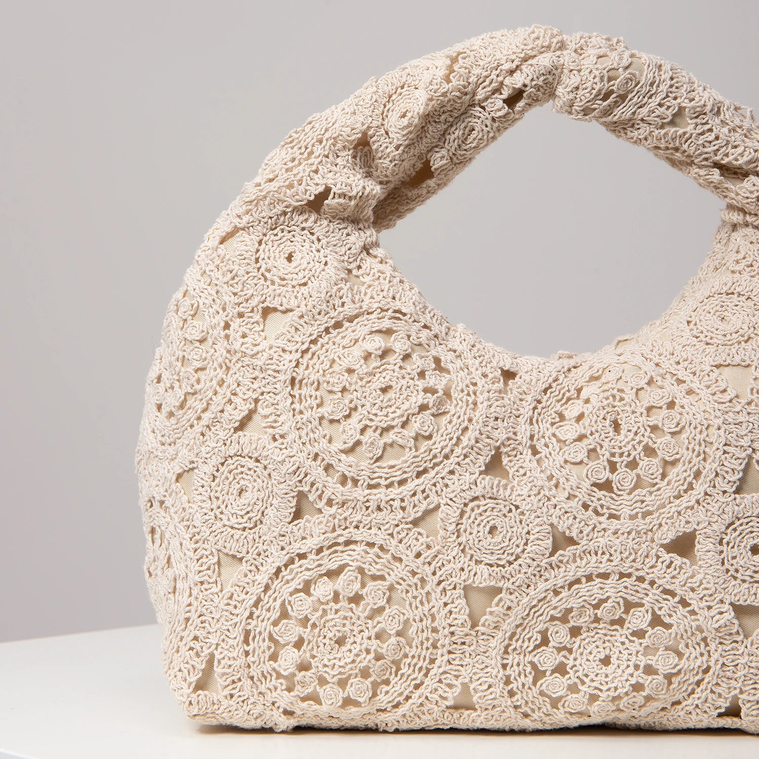 Bolsa de tecido oco com padrão, bolsas de praia boêmia para mulheres, conjunto de crochê, acessórios de praia femininos, Trav Must Haves (padrão aleatório)