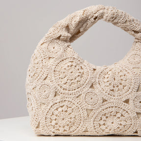 Bolsa de tecido oco com padrão, bolsas de praia boêmia para mulheres, conjunto de crochê, acessórios de praia femininos, Trav Must Haves (padrão aleatório)