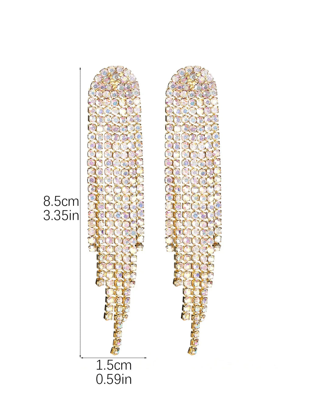 Brilho longo borla strass brincos para mulheres ab colorido prata cor cristal balançar brinco festa de casamento jóias