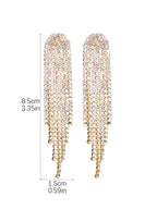 Brilho longo borla strass brincos para mulheres ab colorido prata cor cristal balançar brinco festa de casamento jóias