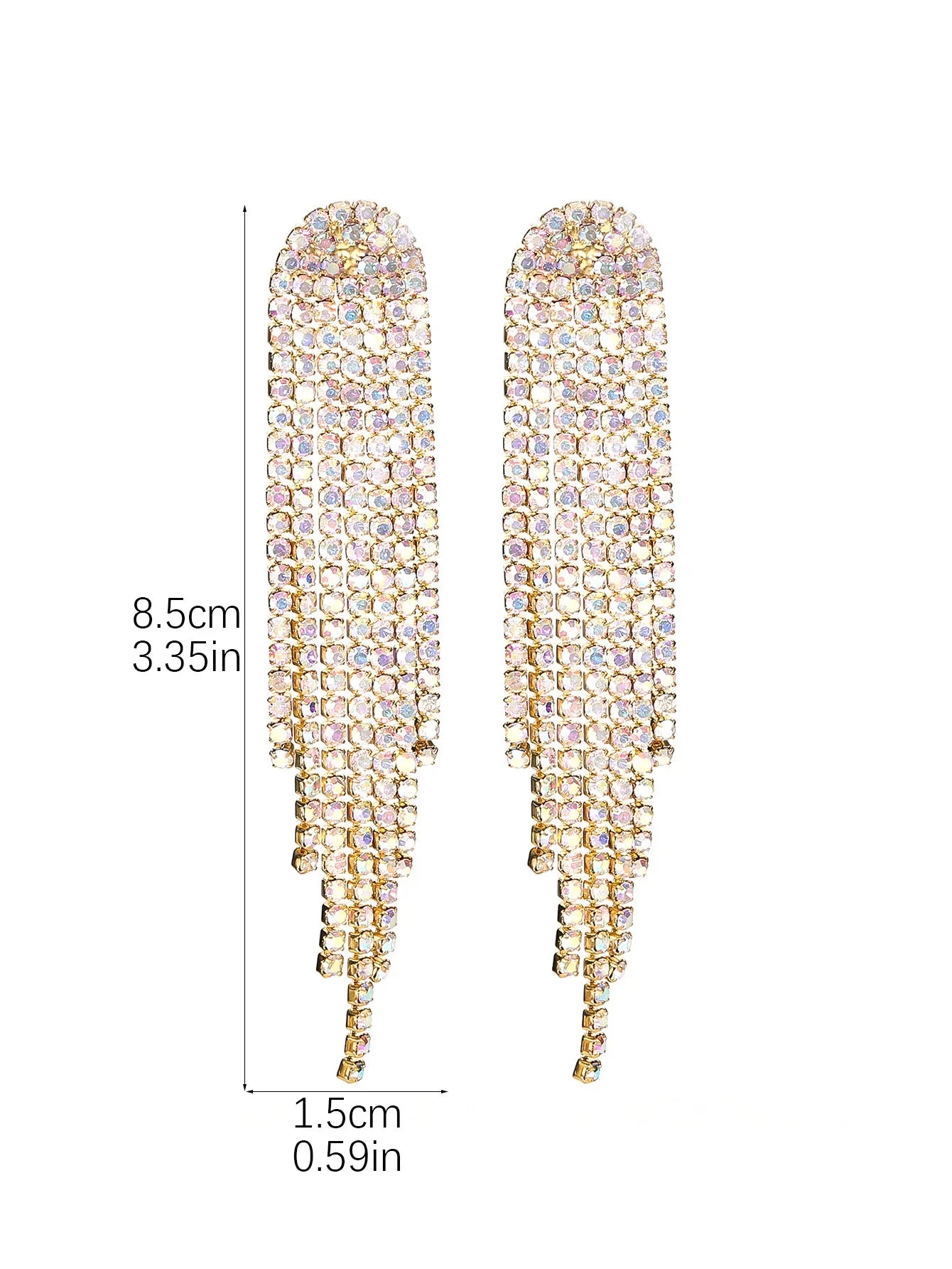 Brilho longo borla strass brincos para mulheres ab colorido prata cor cristal balançar brinco festa de casamento jóias