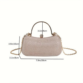 Mini bolsa de noite brilhante, bolsa com corrente de strass, bolsa de banquete com glitter de luxo, perfeita para festa, casamento, baile, jantar/banquete