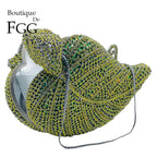 Boutique de fgg bolsas de embreagem de strass de folha verde para mulheres, bolsas formais de noite de cristal, minaudiere de festa de casamento