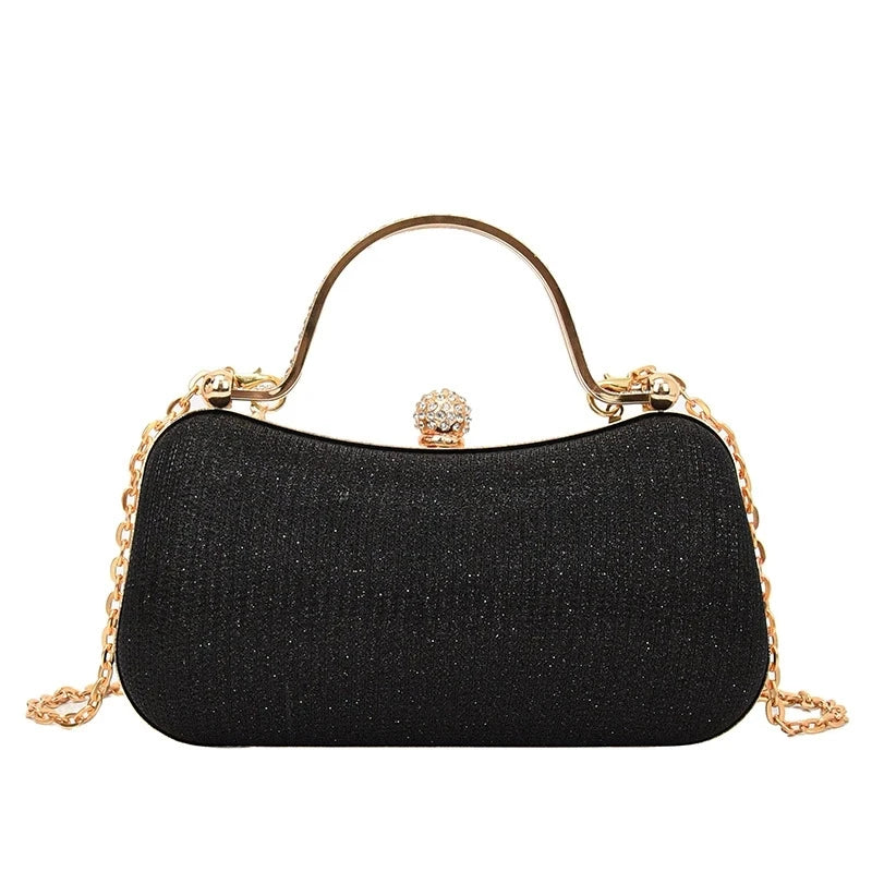 Mini bolsa de noite brilhante, bolsa com corrente de strass, bolsa de banquete com glitter de luxo, perfeita para festa, casamento, baile, jantar/banquete