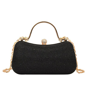 Mini bolsa de noite brilhante, bolsa com corrente de strass, bolsa de banquete com glitter de luxo, perfeita para festa, casamento, baile, jantar/banquete