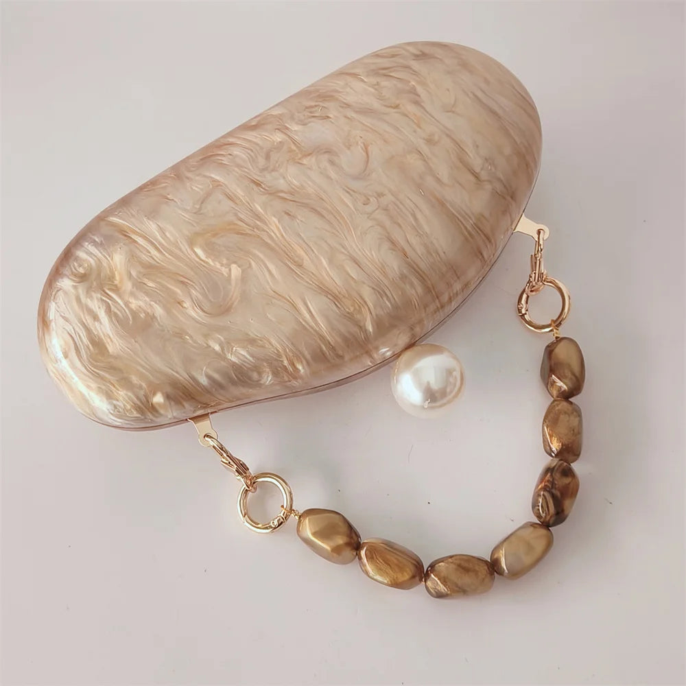 Feminino frisado pérola marrom acrílico caixa sacos de noite das mulheres mini crossbody bolsa festa nupcial verão praia bolsa embreagem carteira sacos