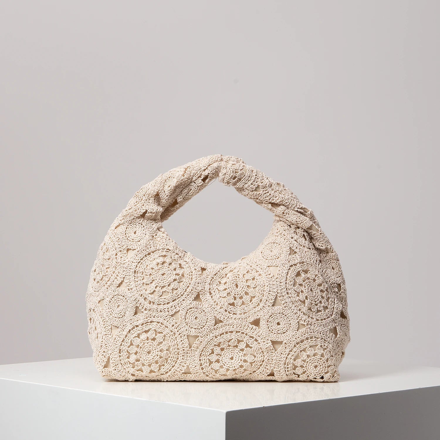 Bolsa de tecido oco com padrão, bolsas de praia boêmia para mulheres, conjunto de crochê, acessórios de praia femininos, Trav Must Haves (padrão aleatório)