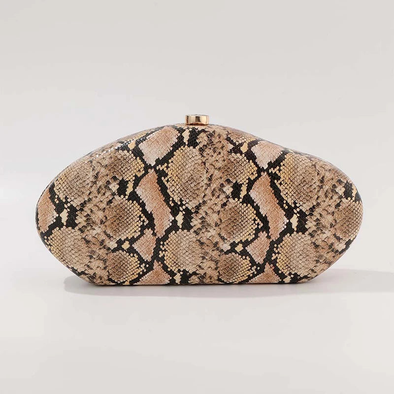 Festa à noite novo padrão de cobra embreagem moda bolsa forma especial crossbody saco couro do plutônio ombro carteiras feminino arco acrílico