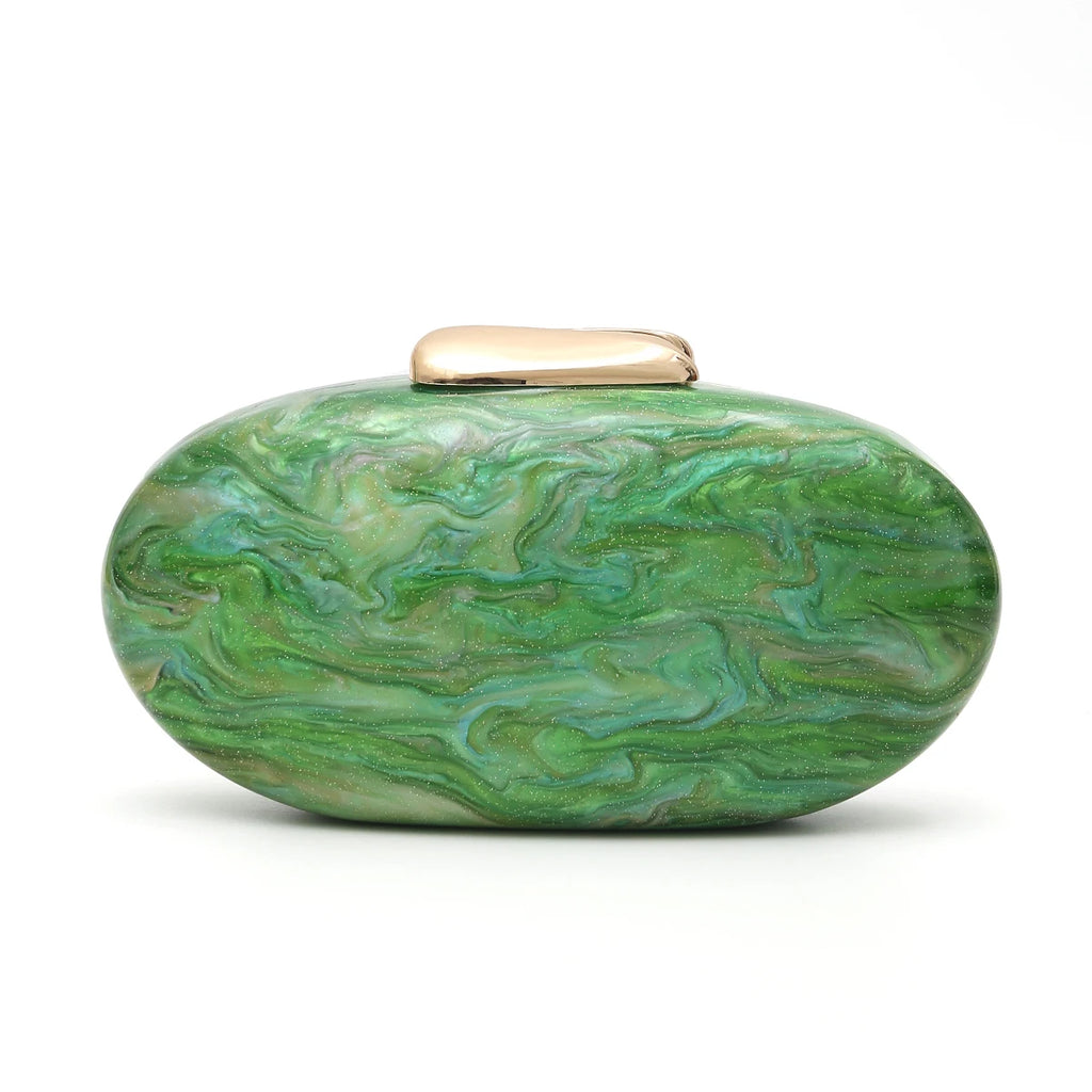 Sc marca de luxo elegante acrílico ímã fechamento embreagem bolsa em forma oval se encaixa celular design chique noiva bolsa casamento festa