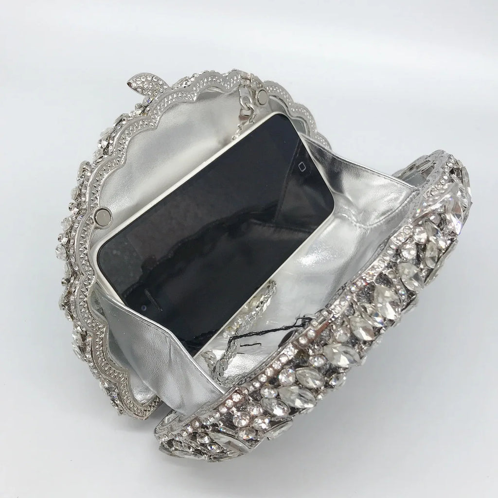 Esplêndido saco de jantar de diamante de metal, cheio de diamantes, saco de moda portátil para vestidos de banquete feminino bolsa de strass