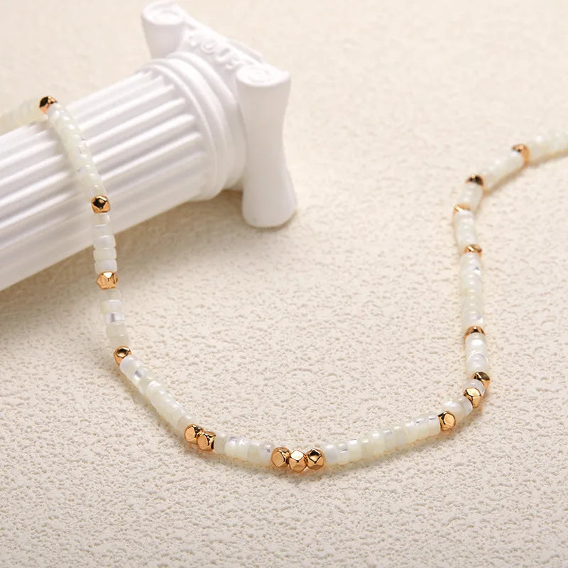 Branco mãe de pérola 925 prata 18k ouro frisado fio conjunto de jóias com colar e pulseira para mulheres luxo na moda amor presente