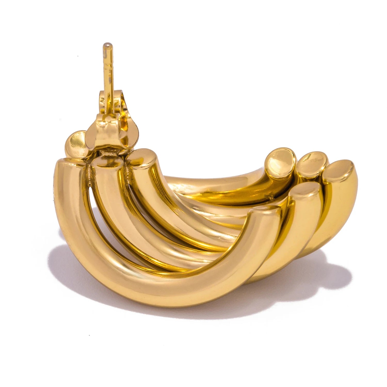 Brincos de argola geométricos irregulares de aço inoxidável, para mulheres, vintage, banhado a ouro, metal liso, joias, presente