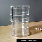 Caixa de armazenamento de jóias acrílica transparente rotativa mesa de maquiagem organizador à prova de poeira oferta por atacado para arranjo de mesa