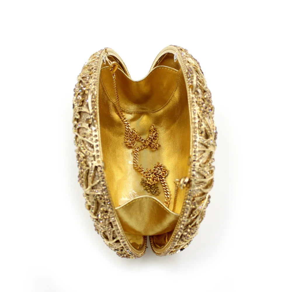 2025 venda quente dendritic cristal diamante-cravejado bolsa brilhante saco de noite dourado para mulher