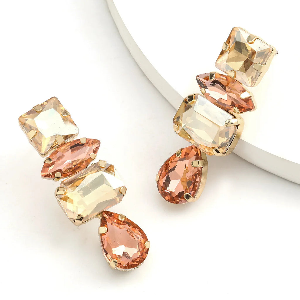 Moda personalidade menina strass gota de água balançar brincos feminino elegante temperamento jóias acessórios