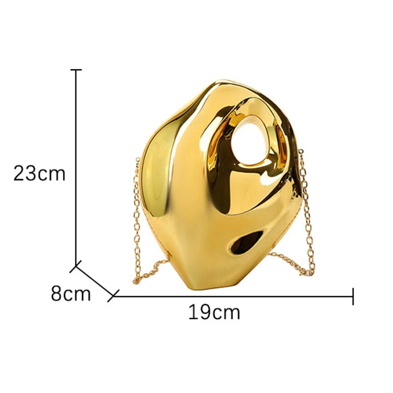 Nova moda acrílico forma de ovo bolsa embreagem para mulheres ouro prata saco festa à noite luxo shinny caixa metal ombro crossbody sacos