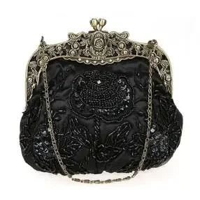 2025 novo vintage frisado saco de noite bordado diamante lantejoulas embreagem bolsa de mão saco de noiva