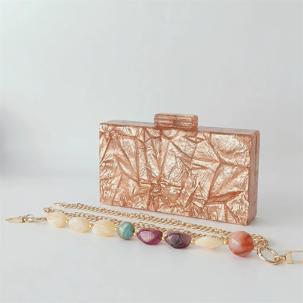 Grande brilhante ouro tecido acrílico bolsas e bolsas femininas perspex caixa embreagem noite crossbody longo mini feminino senhora pro nova aleta