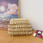 Moda a céu aberto malha sacos de ombro para mulheres elegante trançado fecho design leve crossbody bolsa verão praia tote bolsa