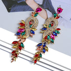 Moda folha nota colorido cristal longo pendurado jóias para meninas brincos feminino retro luz luxo requintado senhoras brincos