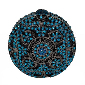 Boutique de fgg (em estoque) redondo circular oco para fora das mulheres cristal embreagem noite minaudiere saco casamento bolsa nupcial