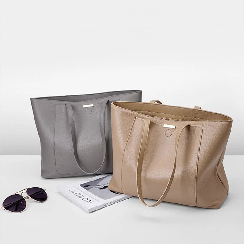 100% couro genuíno bolsa feminina grande capacidade simples moda feminina bolsa de ombro bolsa de armazenamento 2328
