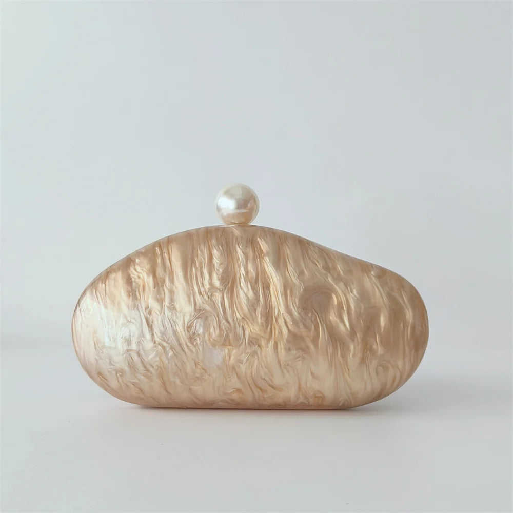 Feminino frisado pérola marrom acrílico caixa sacos de noite das mulheres mini crossbody bolsa festa nupcial verão praia bolsa embreagem carteira sacos