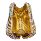 Bolsa de diamante em forma de arco de luxo de alta qualidade, festa de casamento de diamante, bolsa, bolsa de noite, embreagem de cristal